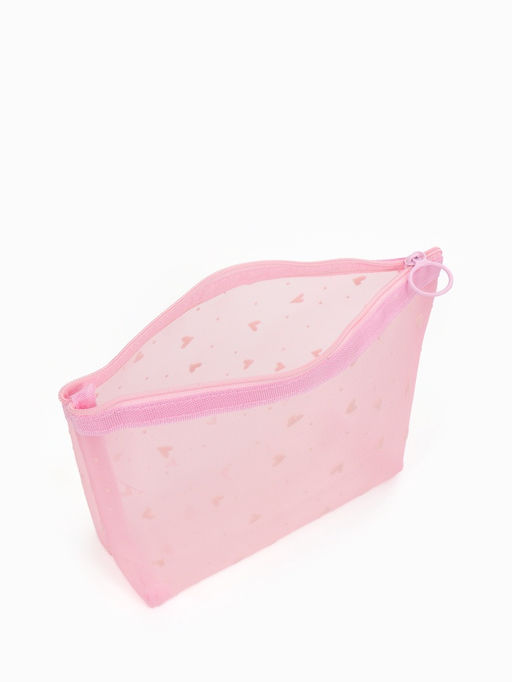 Косметичка дор Сердца, сетка 17*6,5*13,5, отд на молнии, розовый