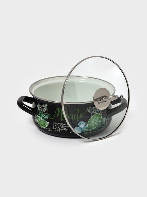 Кастрюля эмалированная «Мохито», 2 л, d=20.5 см, чёрная