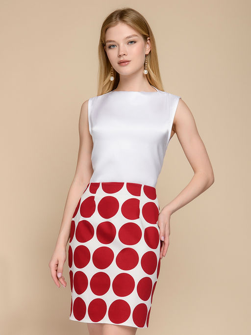 УЦЕНКА. Юбка белая с бордовым принтом длины мини - 1001dress фото 4