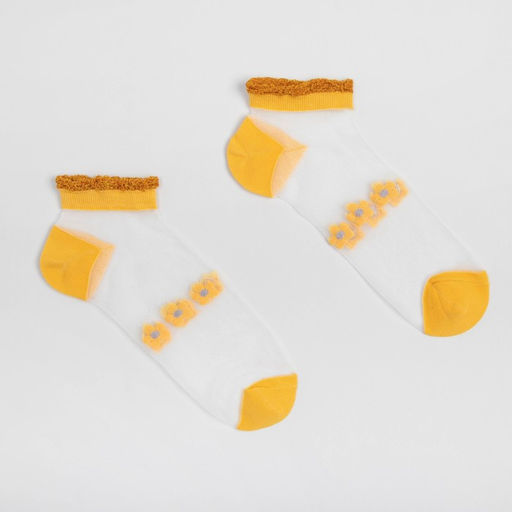 Цена за 2 шт. Носки женские стеклянные MINAKU Цветы, жёлтые, размер 35-37 (23 см)