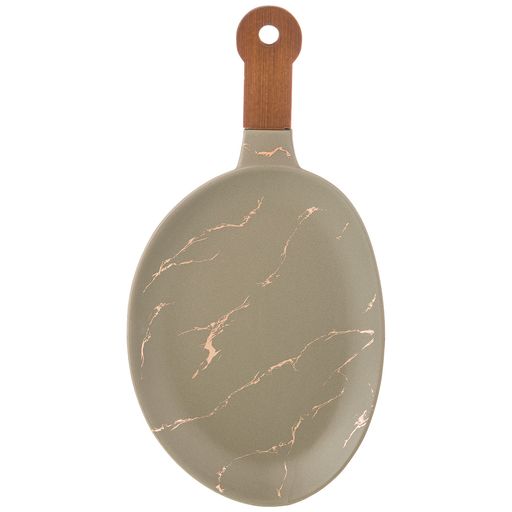 БЛЮДО ДЛЯ СЕРВИРОВКИ С ДЕРЕВЯННОЙ РУЧКОЙ КОЛЛЕКЦИЯ ЗОЛОТОЙ МРАМОР ЦВЕТ: GRAY 37,5*19*2,4 СМ - Lefard фото 3
