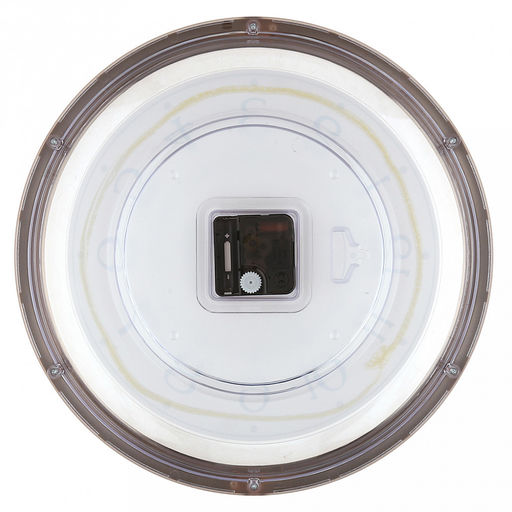 Часы настенные "Энигма" д35см, h5,5см, мягкий ход, циферблат белый/перламутровый; цифры арабские, черный; корпус пластик, прозрачный, золотая отводка; в коробке (Китай)