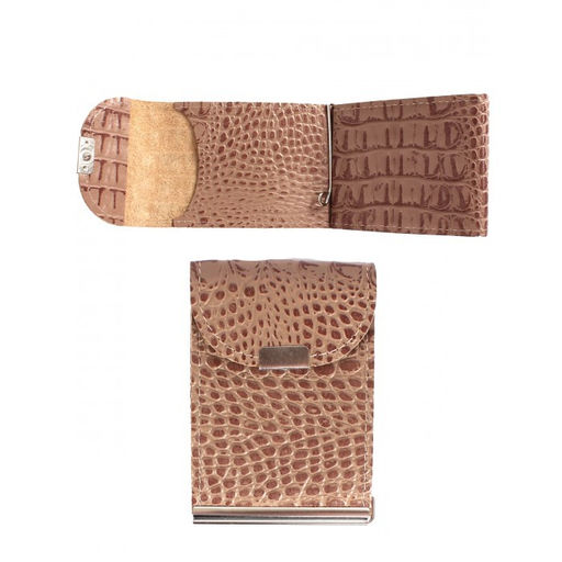 Зажим для купюр Croco-зк-300 (карм на мелочи, 2 кнопки) натуральная кожа бежевый кайман (79) 264945