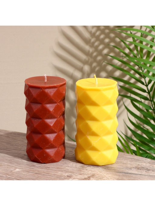 Свеча «Столб ромбики», 6×6×12 см, соевый воск, МИКС