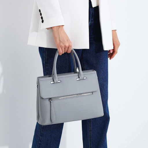 Сумка-тоут на молнии, наружный карман, цвет светло-серый - Simaland фото 8