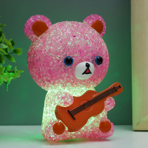 Фигурка светящаяся RISALUX «Мишка», LED-ночник, RGB, от батареек 3×LR44, 10×10×15.5 см, МИКС