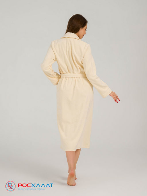 Женский махровый халат с шалькой кремовый МЗ-02 (131)