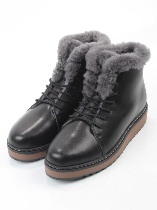 04-5606-2 BLACK Ботинки зимние женские (натуральная кожа, 100% шерсть)