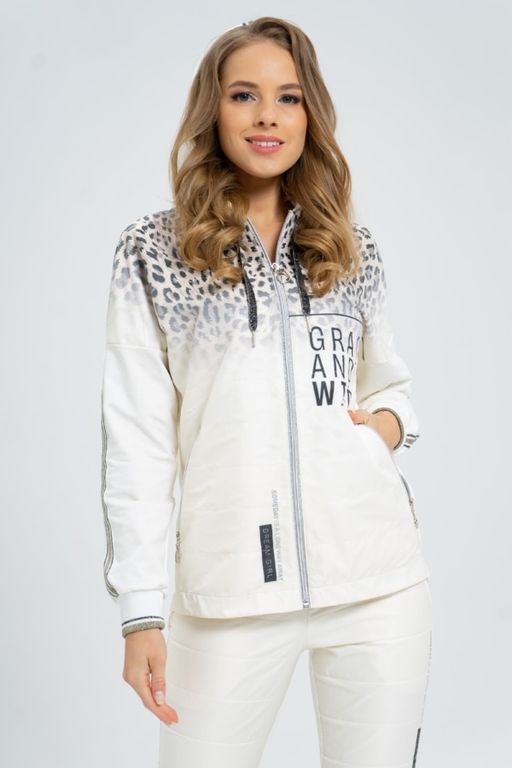 Толстовка из футера комбинированного с принтованной плащевой тканью - А+б коллекция фото 13