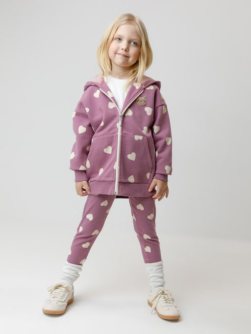 КР 302826/темная орхидея,сердечки к591 джемпер (толстовка) для дев - Crockid фото 3