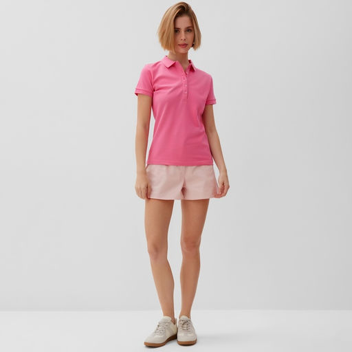 Футболка поло женская MINAKU: Basic line, розовая, размер 46