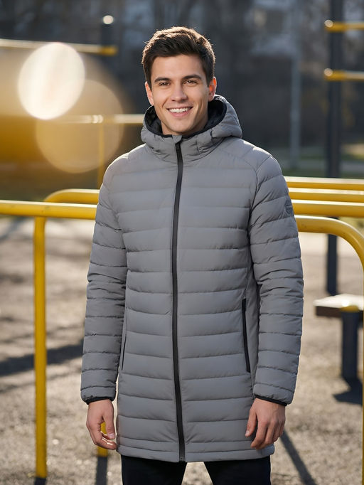Куртка мужская удлинённая стёганая с капюшоном и графеновой подкладкой утеплитель тинсулейт - Valianly фото 56