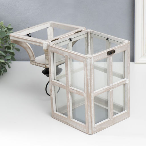 Деревянный подсвечник-фонарь на 1 свечу «Веранда», набор 2 шт., белый состаренный, 35×15×15 см; 53×20×20 см