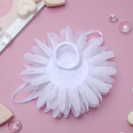 Цена за 6 шт. Бант для волос на резинке «Школьница», шлейф, d=10 см, белый