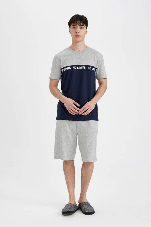 Regular Fit K?sa Kollu Sortlu Pijama Tak?m? - Defacto фото 3