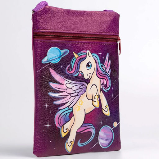 Сумка детская Космический единорог, эко-кожа, фиолетовый, 16х11 см - NAZAMOK KIDS фото 3