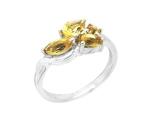 Кольцо из серебра цитрин, Валери