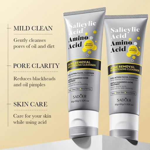 SADOER Пенка для умывания против акне с салициловой и амино кислотами 50г+50г  фото 5