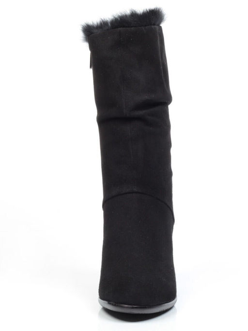 F16-181M BLACK Полусапоги зимние женские (натуральная замша, натуральный мех (полностью))