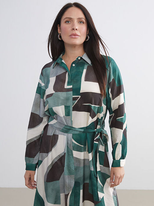 Ku?akl? Desenli G?mlek Elbise