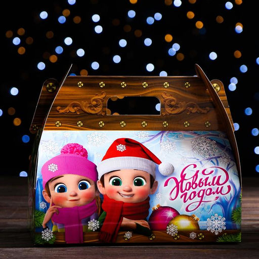 Цена за 5 шт. Подарочная новогодняя коробка «Сундучок чудес», для сладких подарков, 26×13×24 см