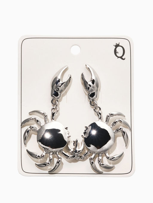 Серьги "Краб", цвет серебро