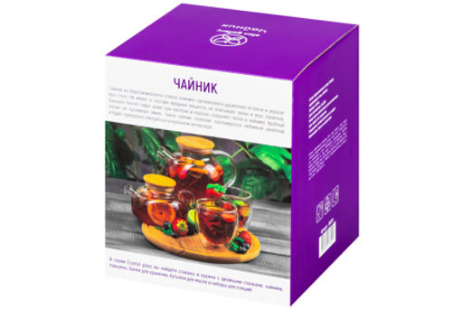 Чайник 1,8 л 20*14*18,5 см "Crystal glass" с ситом+бамб.крышк.с метал. дном/с силик.уплот, стекло