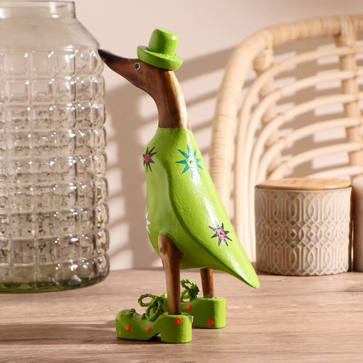 Сувенир «Утка в зеленой одежде с принтом», дерево, 13×9×27 см