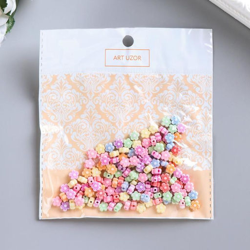 Цена за 2 шт. Бусины для творчествах пластик «Цветочки», набор 150 шт., 0.6×0.6 см