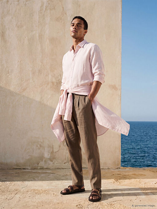 Regular Fit %100 Keten Erkek Pantolon