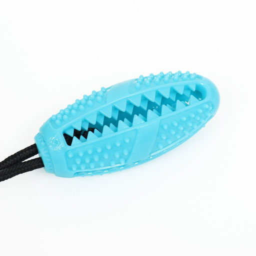 Игрушка для собак Эллипсоид для лакомств на присоске, 40 х 9 см, голубая - Пижон фото 6