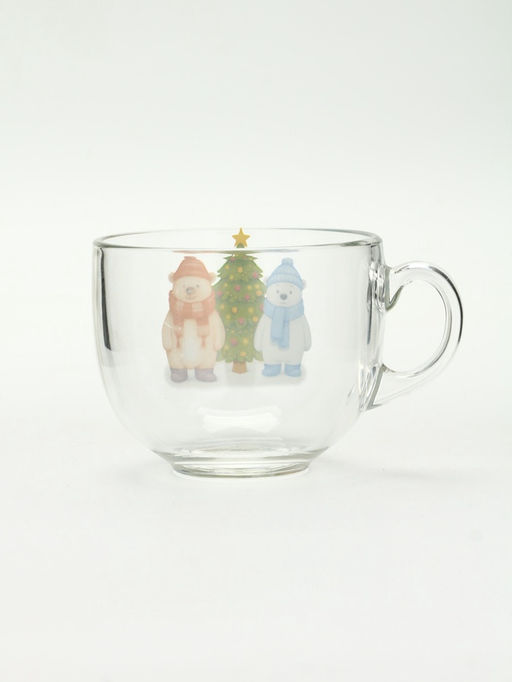 Кружка стеклянная новогодняя «Мишки в лесу», 500 мл