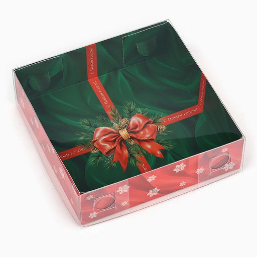 Цена за 5 шт. Коробка для макарун «С Новым годом!», 12×12×3.5 см
