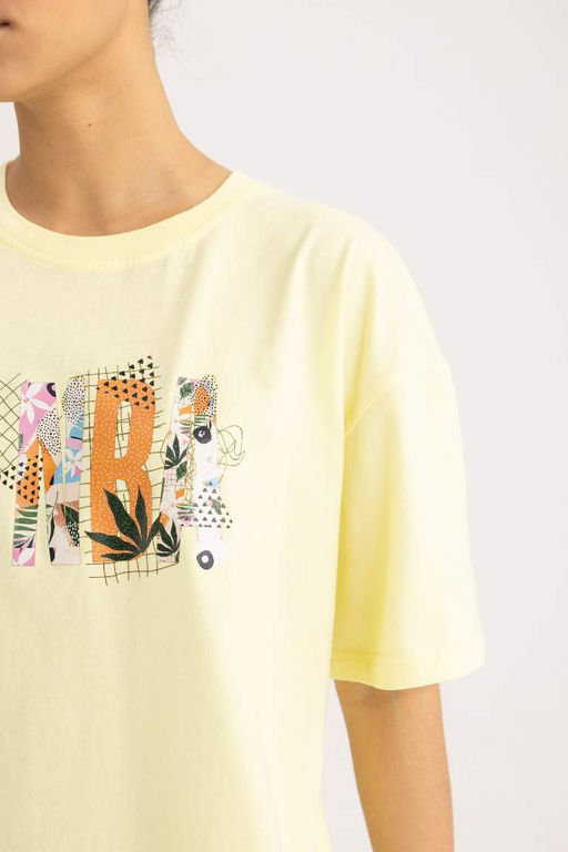 DeFactoFit Футболка Oversize с круглым вырезом и короткими рукавами NBA Wordmark  фото 4