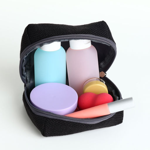 Косметичка женская на молнии, объёмная, маленькая, мягкая, чёрная - Simaland фото 3