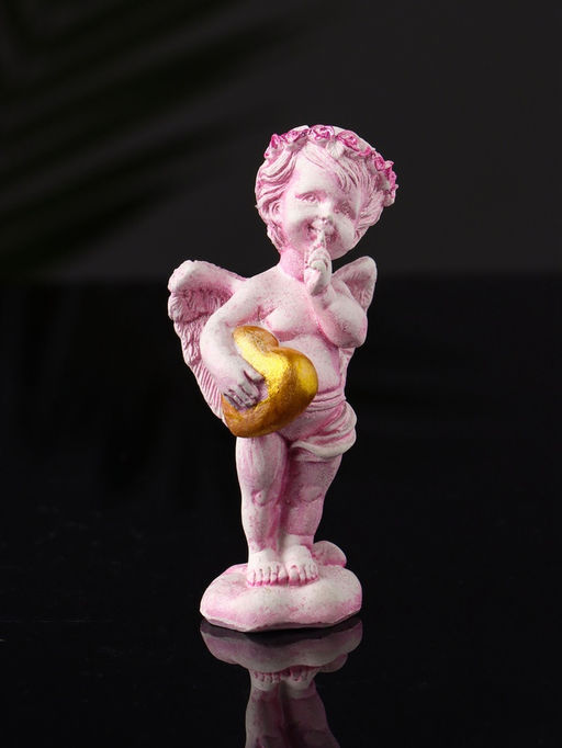 Фигурка гипс Ангел с сердцем, 8.5?3.5 см, розовый