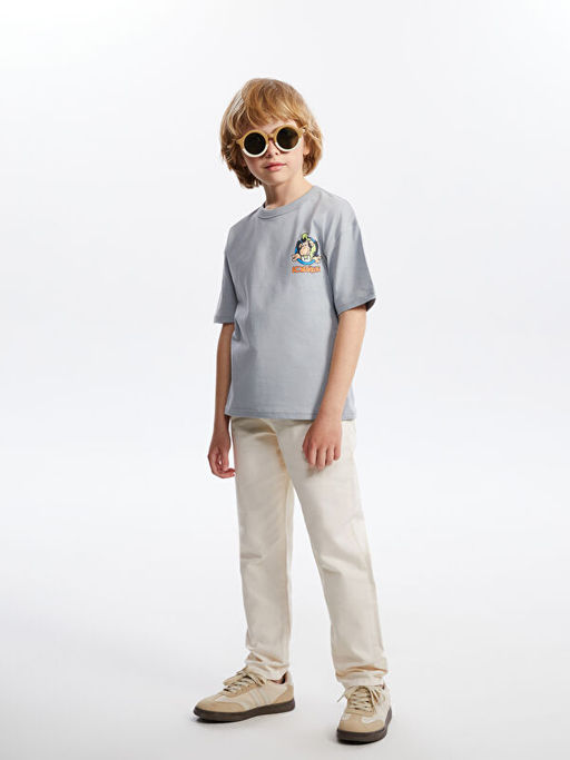 Bisiklet Yaka Nostaljik Maymun Bask?l? Erkek ?ocuk Ti??rt