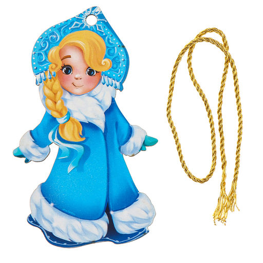 Цена за 4 шт. Ёлочная игрушка - подвеска деревянная Новый год! Снегурочка