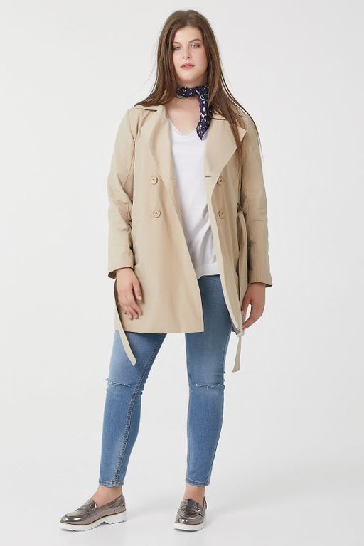 Плащ летний короткий большого размеры бежевый