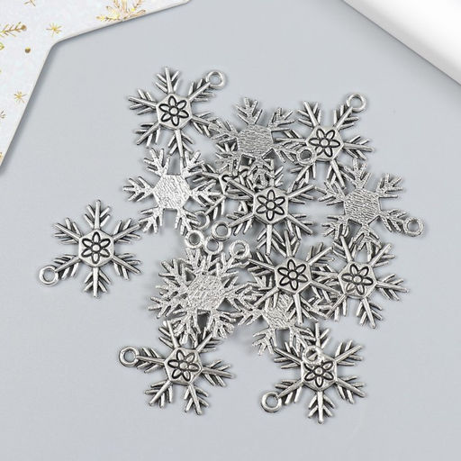 Декор для творчества металл «Снежинка игольчатая» набор 15 шт. серебро 2×2.5 см