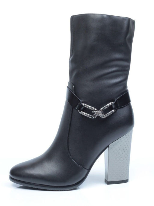 YF189-060M BLACK Полусапоги зимние женские (натуральная кожа, натуральный мех (еврозима))