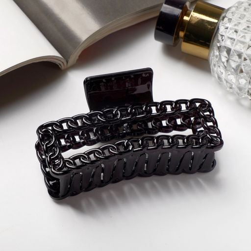 Цена за 12 шт. Крабик для волос «Изабель», прямой, 9 см, чёрный