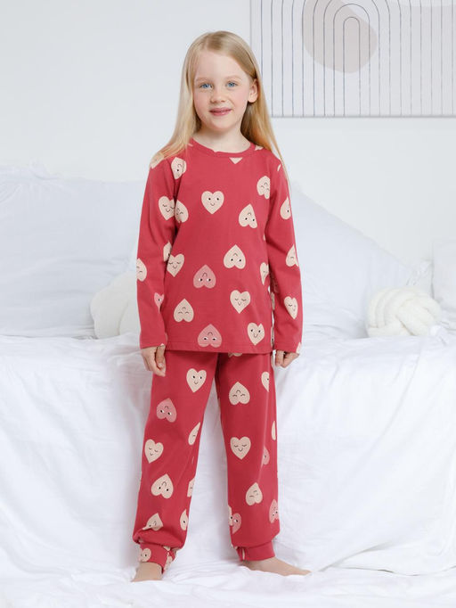 К 1561/спелая вишня,доброе сердце пижама дет