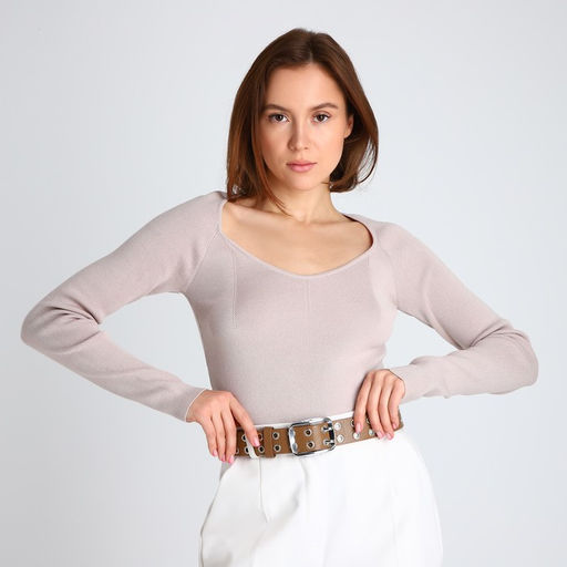 Ремень женский, ширина 4 см, люверсы, винт, пряжка металл, цвет бежевый - Simaland фото 2