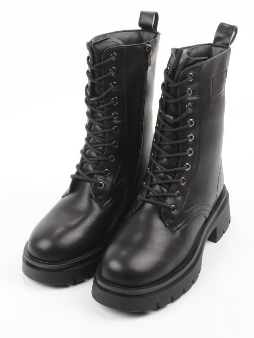 04-PAX86-1Z BLACK Ботинки зимние женские (натуральная кожа, 100% шерсть)