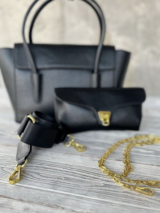 Женская кожаная сумка с клатчем 509286 Блек