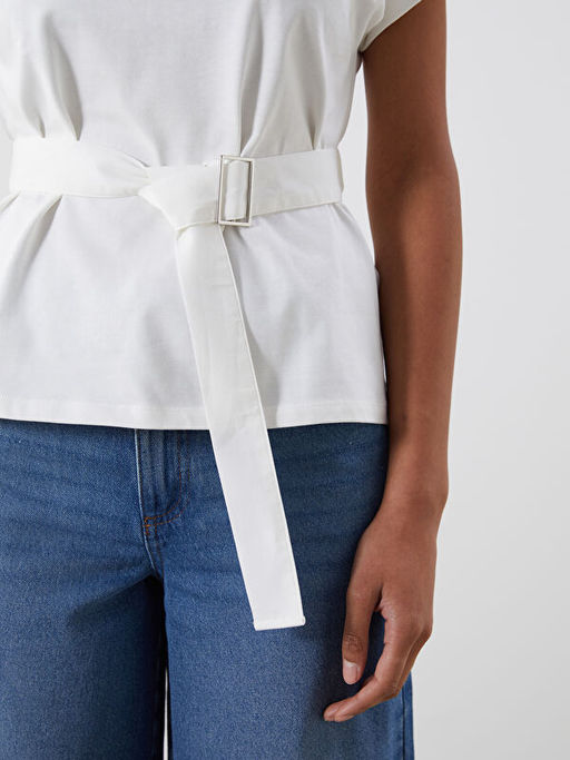 Bisiklet Yaka Kemerli Bluz