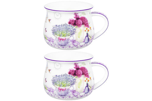 Набор 2 кружек 250 мл 11*8,5*7 см "Лаванда", бочонок, NEW BONE CHINA