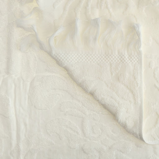 Полотенце махровое "Вензель" 70х140см, хлопок 100%, с бахромой, молочный (Китай)