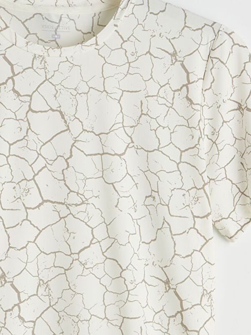 Bisiklet Yaka Desenli Erkek Penye Ti??rt